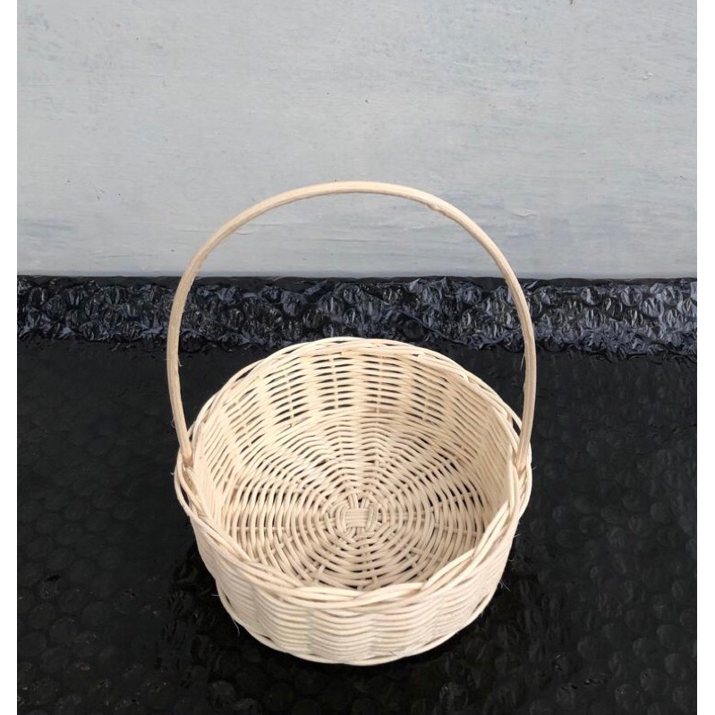 Jual keranjang rotan bulat 12cm bertangkai | Shopee Indonesia