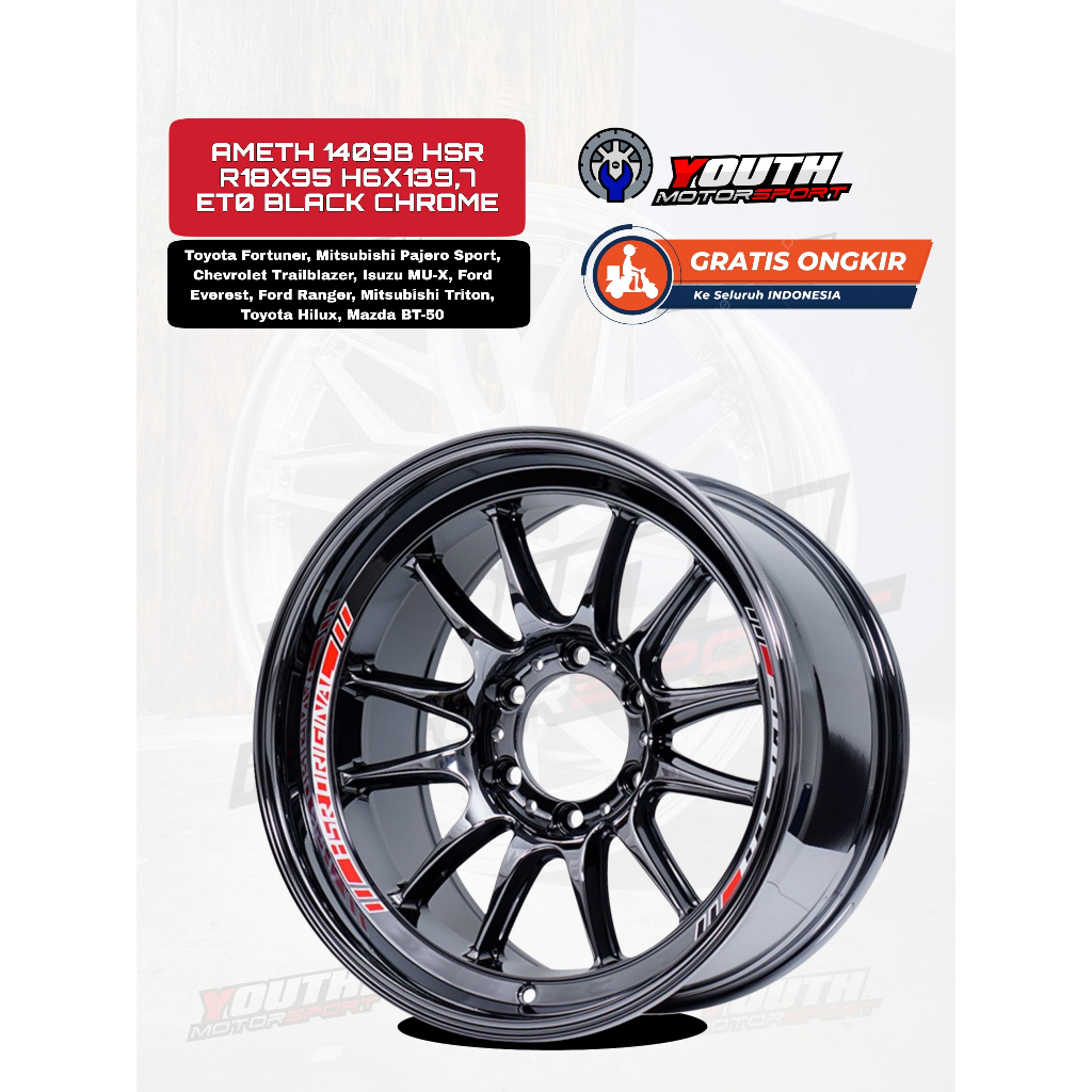 Jual VELG R18 HSR AMETH BLACK CHROME FOR PAJERO,FORTUNER,HILUX,TRITON ...