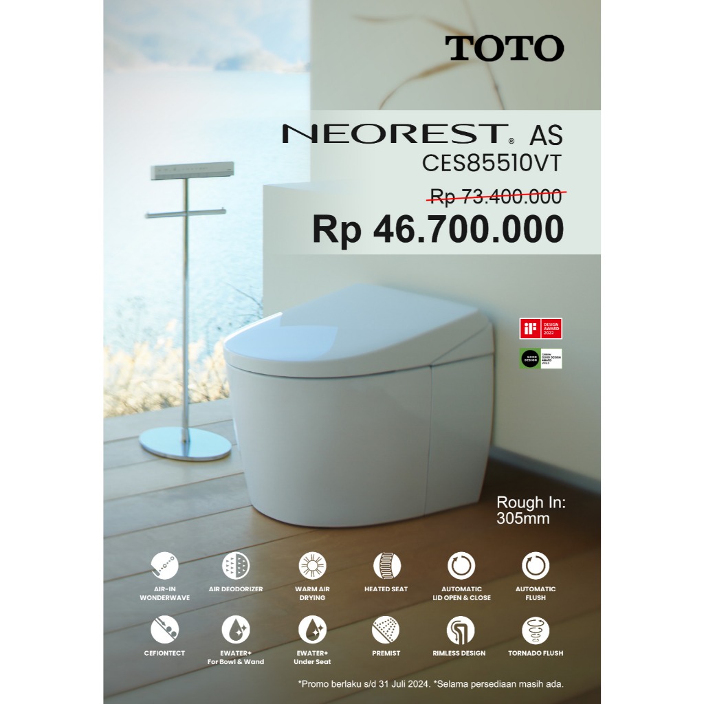 Jual Kloset Sensor NEOREST AS TOTO CES85510VT Komplit Set | Shopee ...