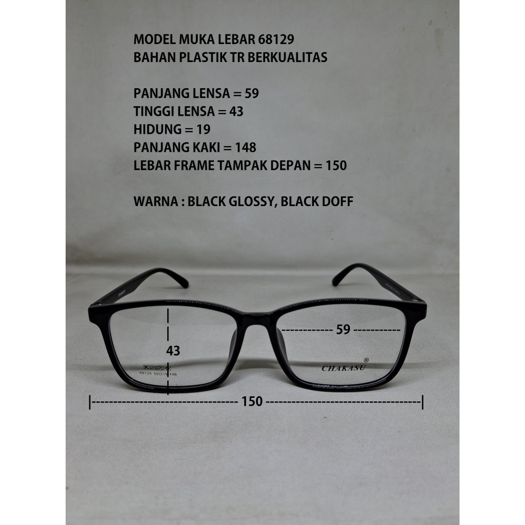 Jual FRAME KACAMATA 68129 TR PLASTIK MUKA BESAR LEBAR PRIA WANITA ...