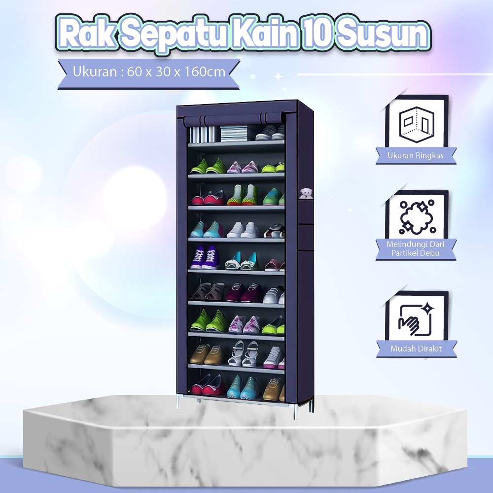 Jual Rak Sepatu Kain Multifungsi 10 Susun 9 Rangka Minimalis Rak Boneka ...