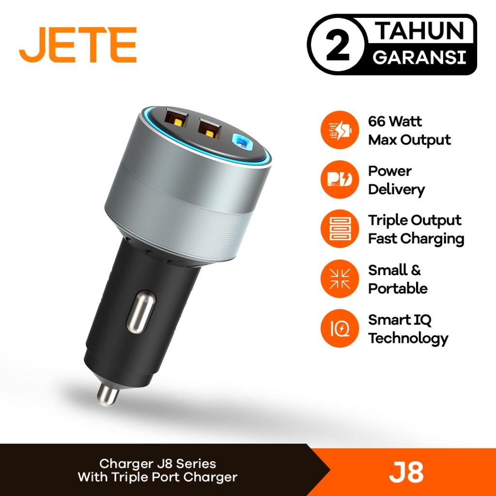 Jual JETE Charger Mobil Car Charger 66W Fast Charging J8 - Garansi 2 ...