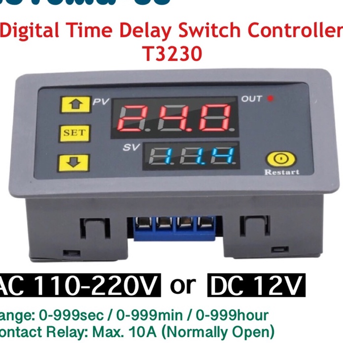 Jual Extra T323 AC 11V 22V DC 12V Time Delay Relay 1A Timer Switch ...