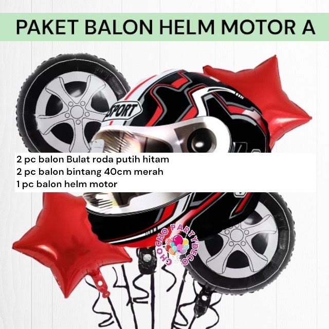 Jual Paket Balon HELM MOTOR RACE A / Dekorasi Ulang Tahun Motor Racing ...