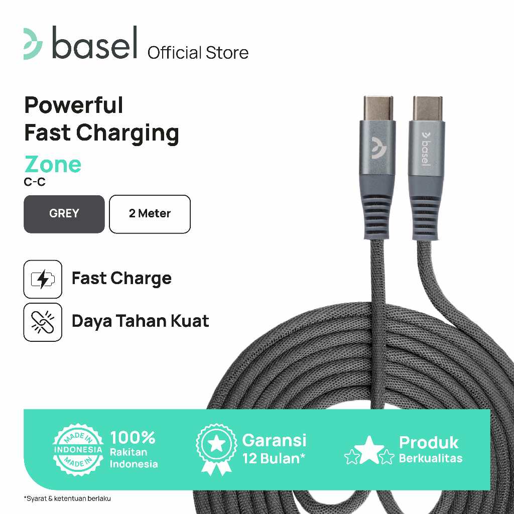 Jual Basel ZONE Kabel Data Charger Type C to Type C Fast Charging Cable ...