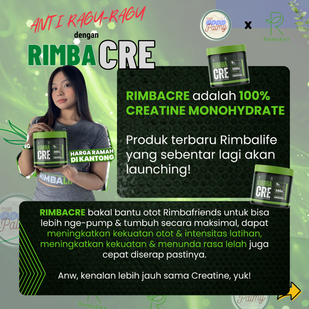 Jual Rimbalife RIMBA CRE Creatine Monohydrate 150 gram 30 serving BPOM ...