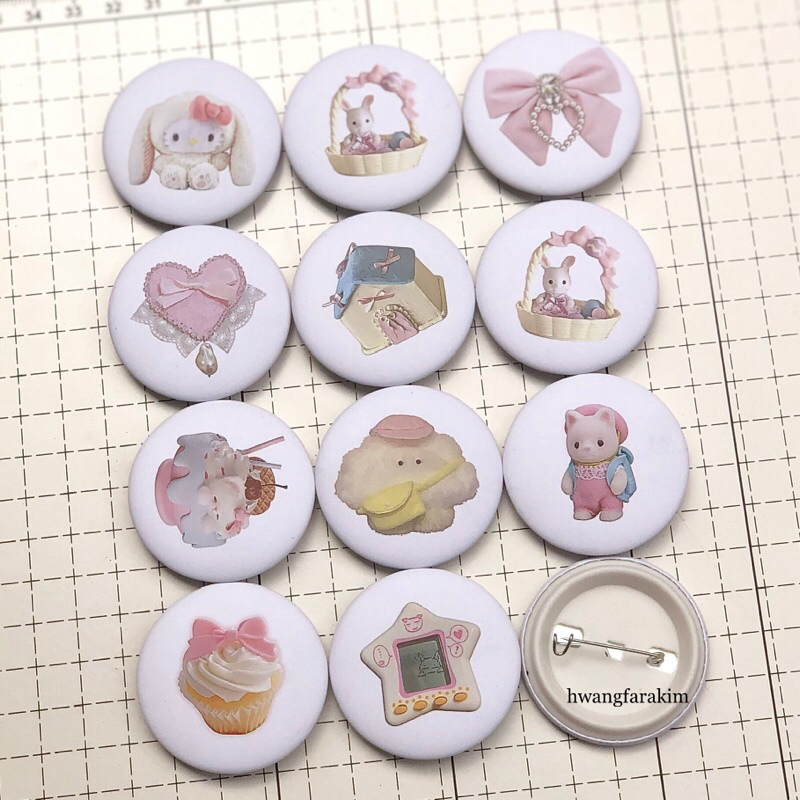 Jual [1] pink version pin button bross pin bag - doff 44mm | Shopee ...