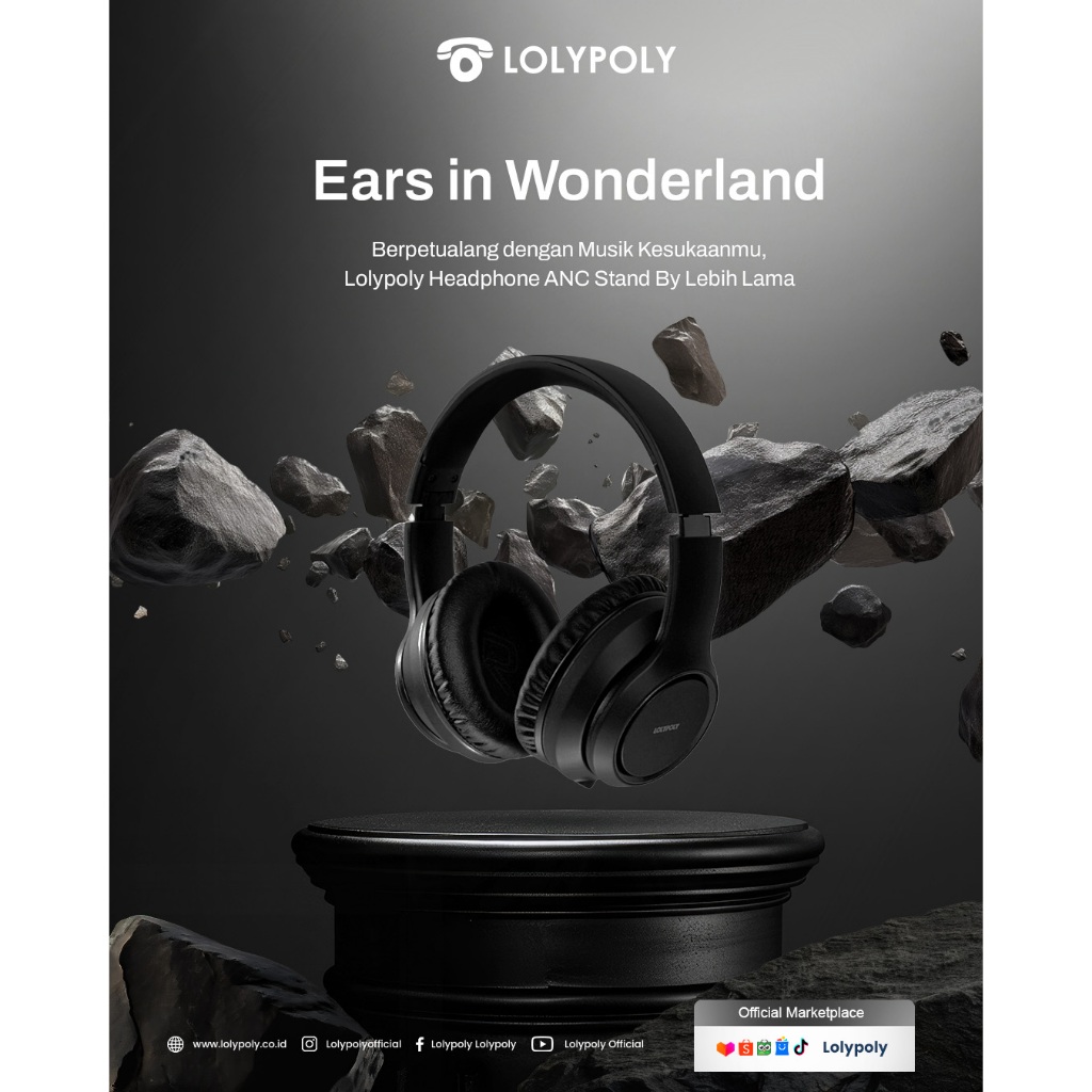 Jual Lolypoly Headphone Bluetooth ANC Active Noise Cancelling With Bass ...