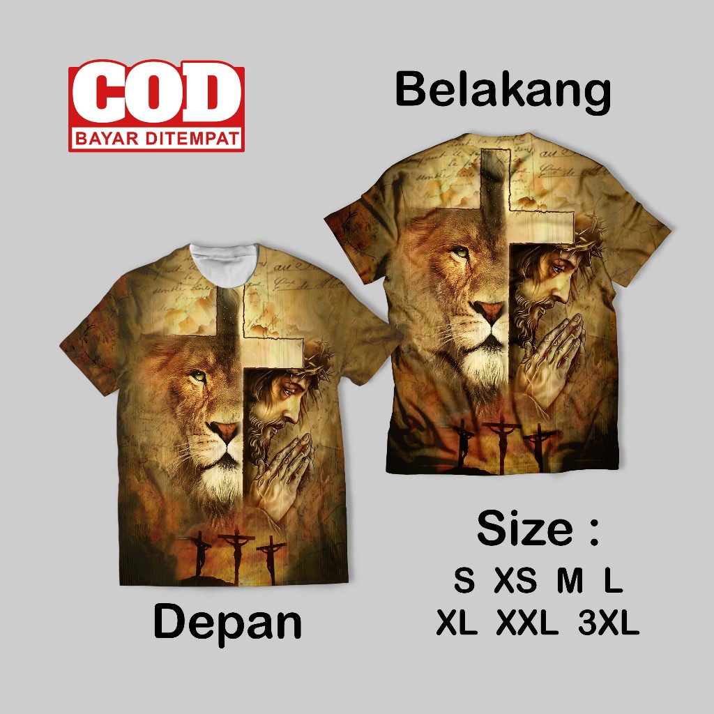 Jual Kaos Fullprint Lion of Judah rohani Art wallpaper Keren | Kaos AOP ...