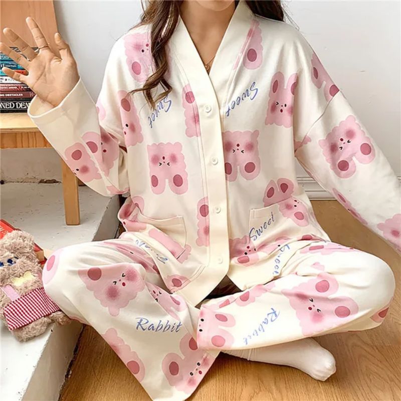 Jual RatuBeli - PIYAMA Baju Tidur Wanita Korea Motif Rabbit Bahan ...