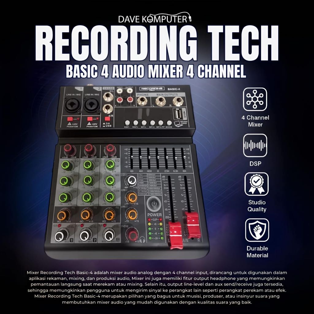 Jual RECORDING TECH BASIC 4 / BASIC4 / BASIC-4 Audio Mixer 4 Channel ...