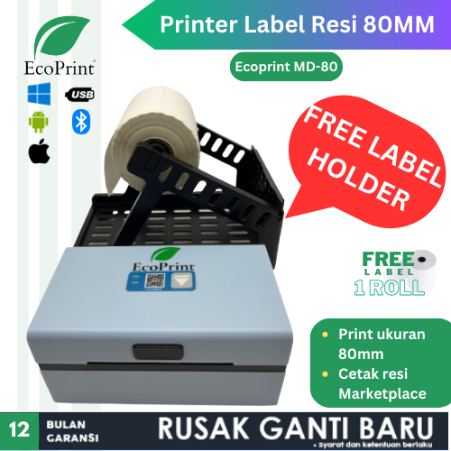 Jual ECOPRINT Printer Label Thermal Resi 80mm MD80 USB + Bluetooth ...