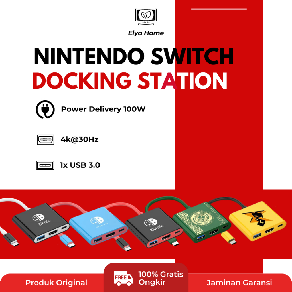 Jual Nintendo Switch Docking Dock Station TYPE-C Hub to HDMI Not ...