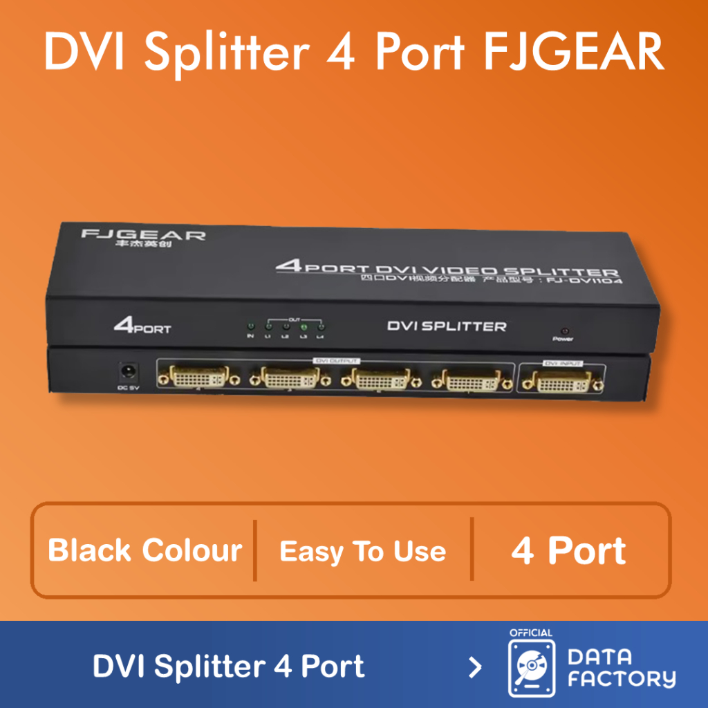 Jual DVI Splitter 4 Port DVI-I SPLITTER FJGEAR 4 Ports DVI VIDEO ...