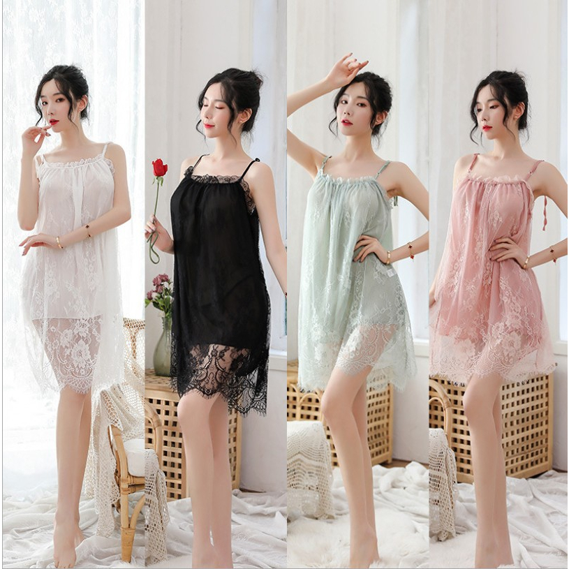 Jual Yooyi Baju Tidur Daster Piyama Wanita Set Lace Tanpa Lengan ...