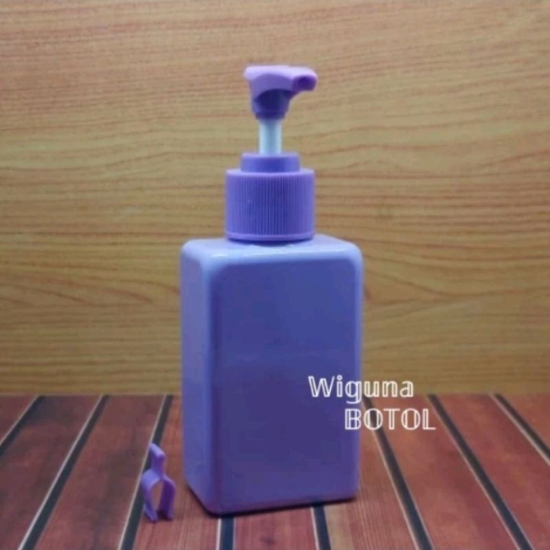 Jual Botol Pump 100ml Kotak Ungu / Botol 100ml Kotak Pump Clip Violet ...