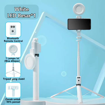 Tech Tongsis Tripod Selfie Stick Besar Lampu LED Bluetooth 4 In 1 Dengan 7 Tombol Remote