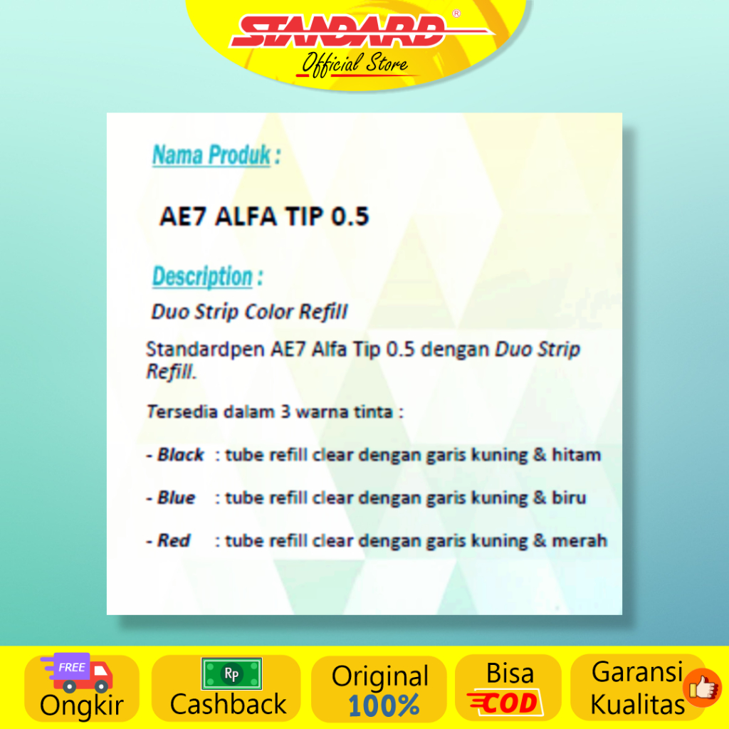 Standard -  Pulpen AE7 Alfatip 0.5 ( Alat Tulis / Pen / Ballpoint / Pena ) (5)