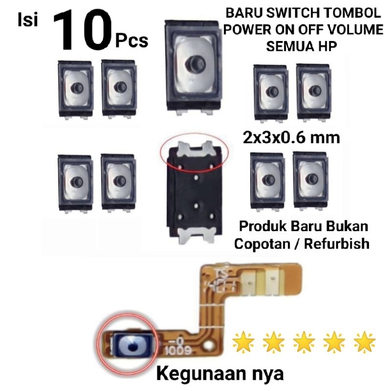Jual Baru isi 10 Pcs Switch Tombol Power On Off Volume Semua Hp Infinix ...