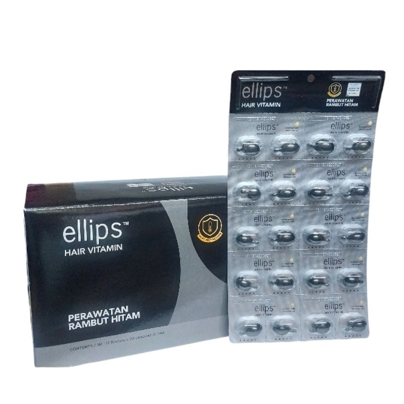 Jual 1 box isi 12 lembar Ellips Hair Vitamin Perawatan rambut Hitam ...