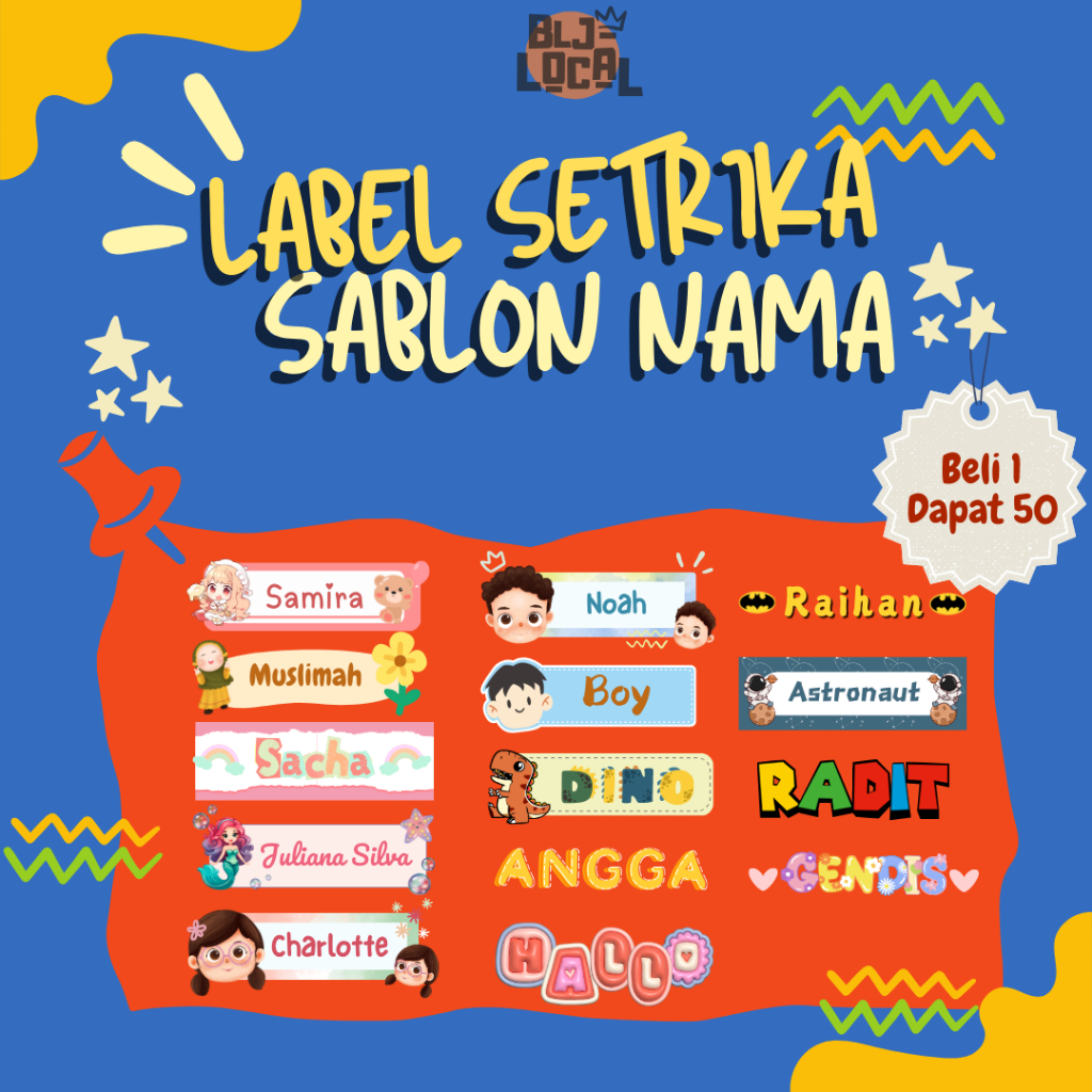 Jual Sticker Sablon Label Setrika Sablon Nama Custom Desain dan Custom ...