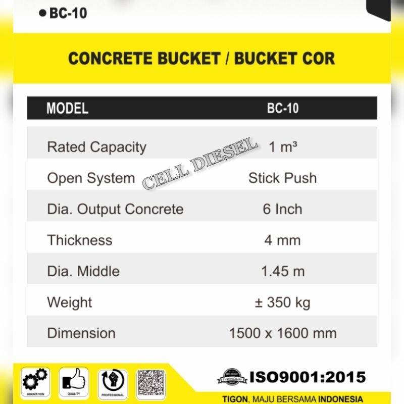 Jual Concrete Bucket / Bucket Cor TIGON BC-10 1000 Liter 1 M3 | Shopee ...