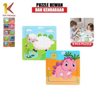 Satu Keluarga Mainan Edukasi Puzzle Anak 9Pcs Karakter Hewan dan Kendaraan M167 Wooden ToysΒ PuzzleΒ Kayu