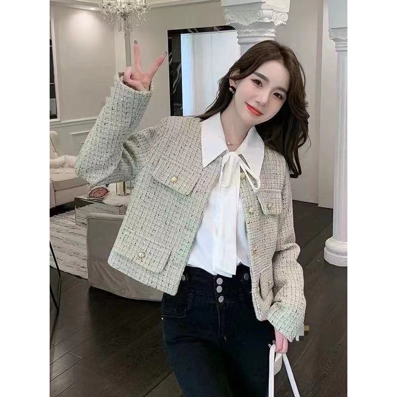 Sheller check tweed cardigan