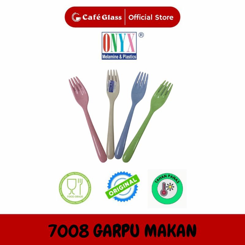 Garpu Makan Melamin Onyx Pastel Tebal Kuat - Garpu Plastik Pink Putih Biru Hijau