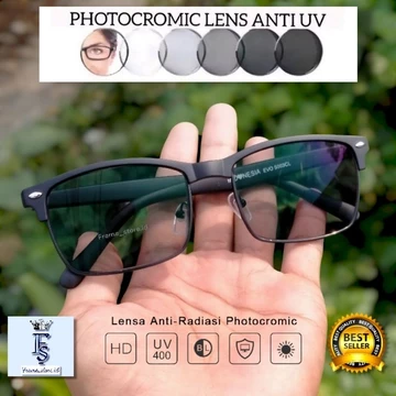 Kacamata Photocromic Lensa Anti Radiasi Blueray Minus Plus Frame EVO Unisex