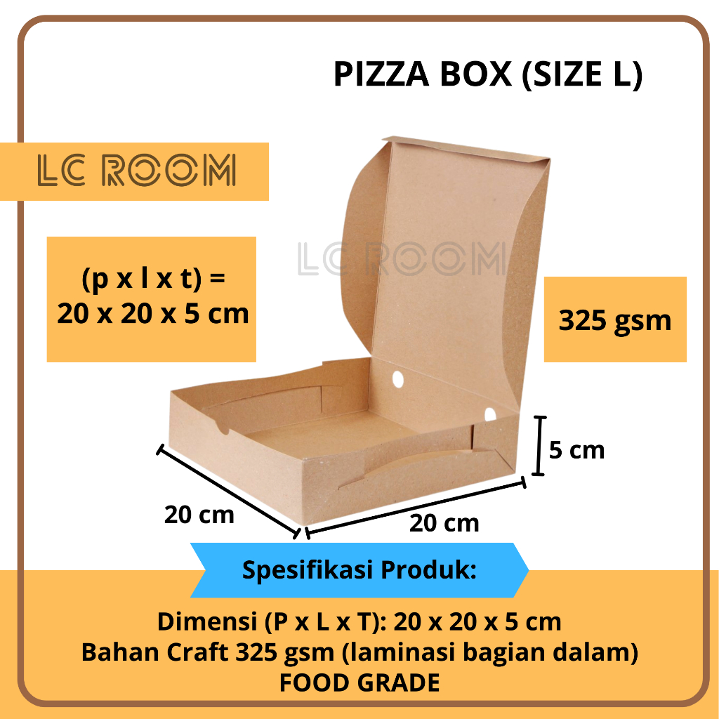 Jual PAPER SNACK BOX PIZZA 20 20 5 cm BOX CROFFLE DUS DONAT KOTAK ...