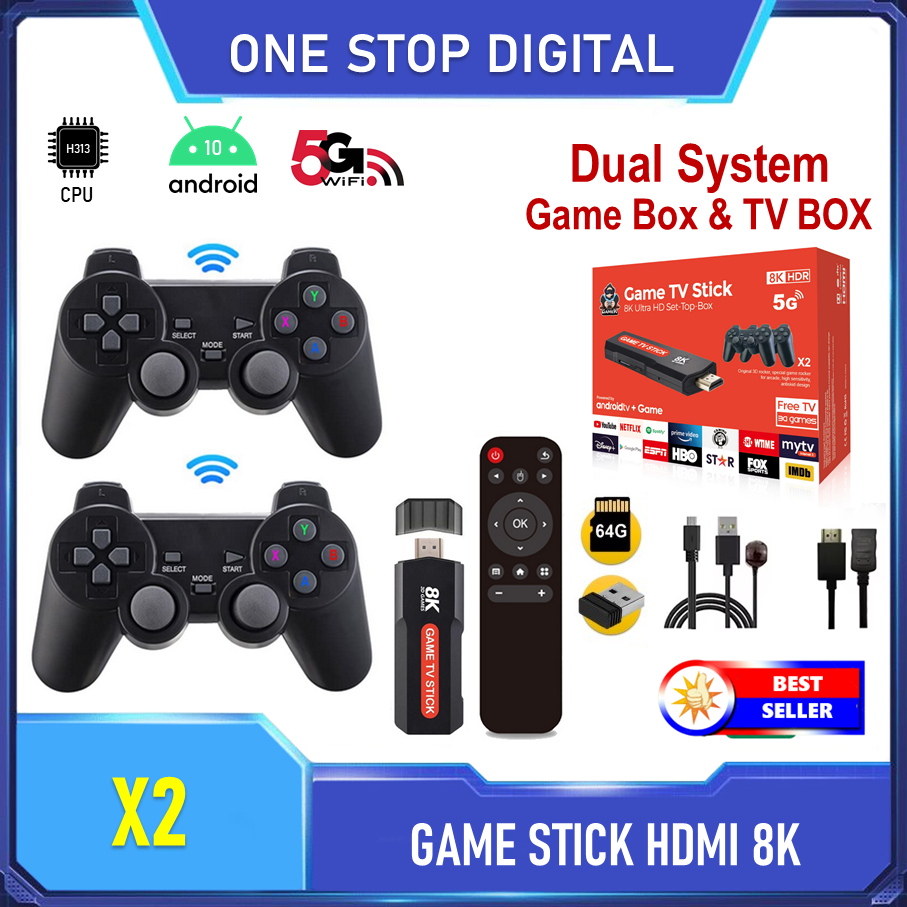 Jual Game TV Stick Console 8K Media Player Smart TV Box Android 10 2.4G ...