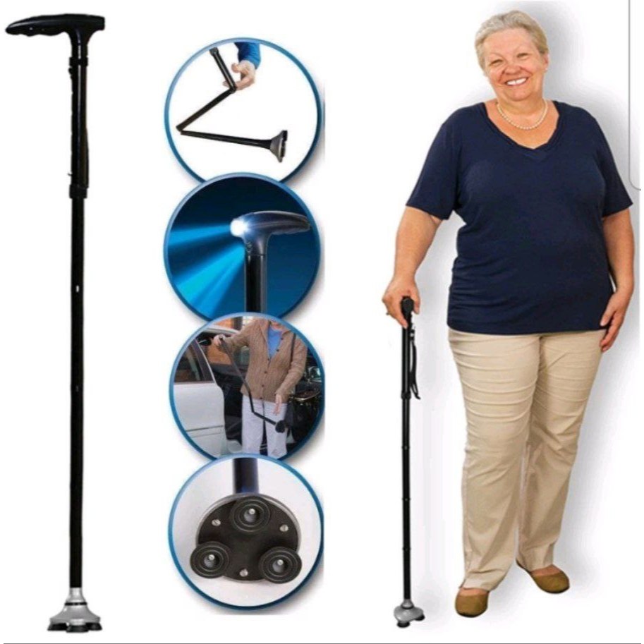 Jual PREMIUM LED Walking Stick Alat Bantu Jalan Lansia Tongkat Senter ...