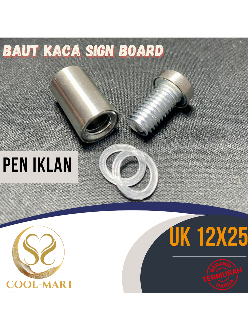 Jual PEN IKLAN 12x25 Stainless / Baut Akrilik Baut Kaca Sign Board ...
