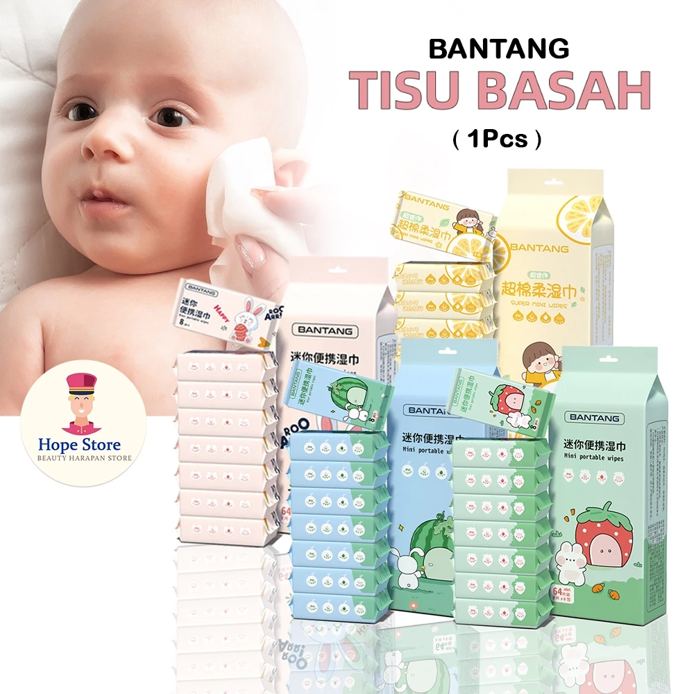 [1Pcs] Tissue Basah Mini / Tisu Basah Lucu Mini Lebih Banyak Lebih Awet Non Alcohol | AutoStock