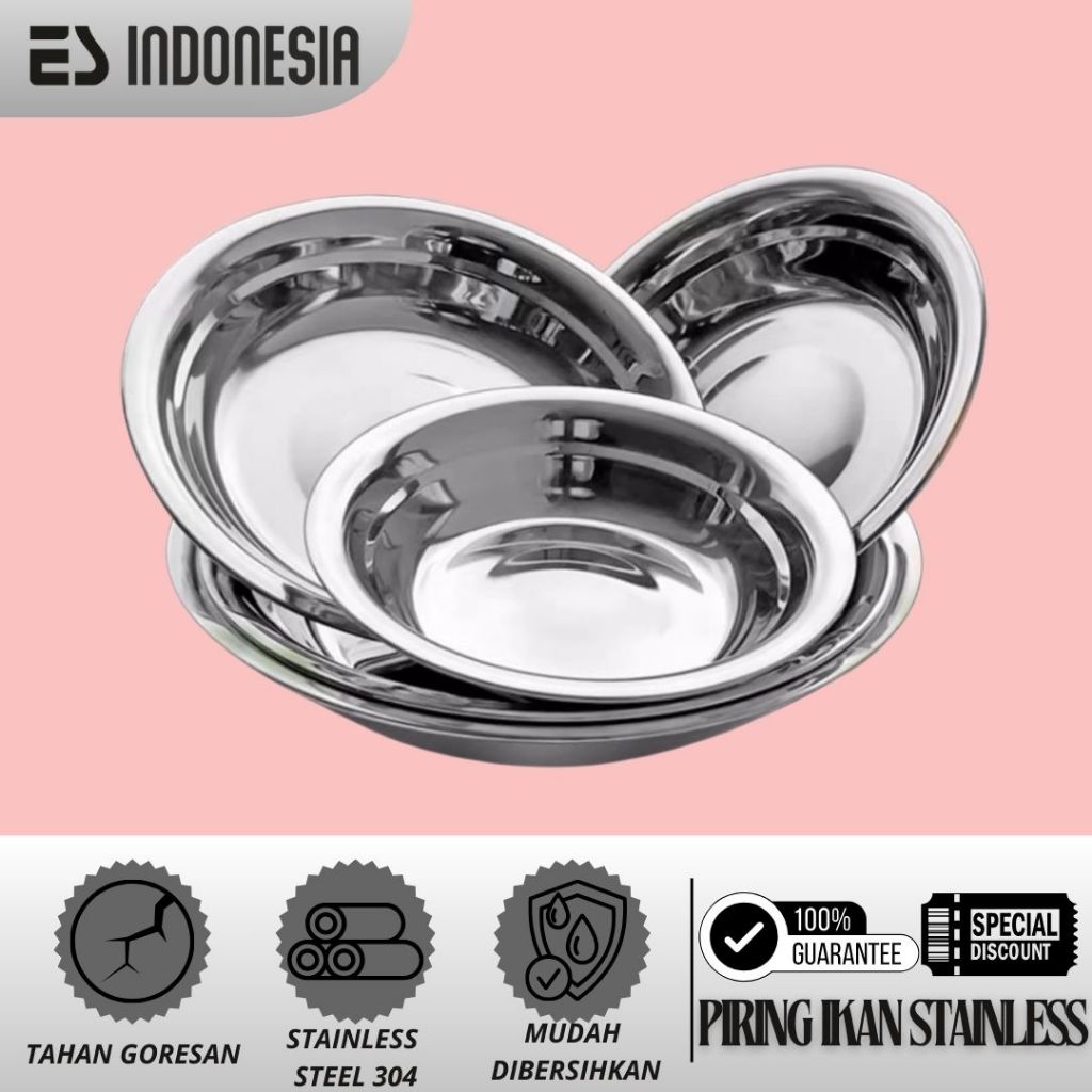 Jual ESIndo Fish Plate - Piring Tim Ikan - Piring Oval Bulat Stainless ...
