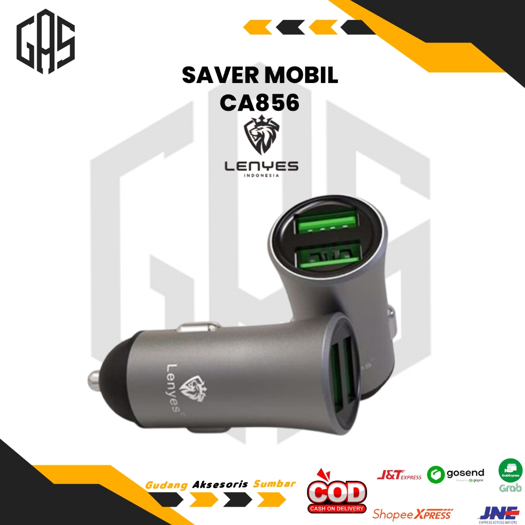 Jual CHARGER MOBIL LENYES CA856 2 USB PD + QC 3.0 FAST CHARGING ...