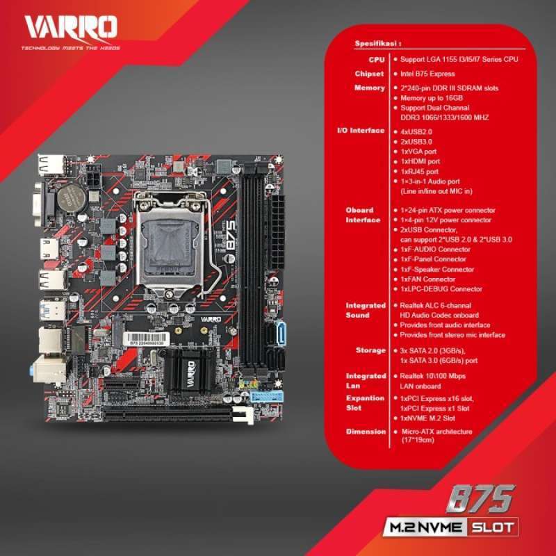 Jual MOTHERBOARD VARRO H61 PLUS SOCKET 1155 DDR3 H61+ HDMI RESMI ...