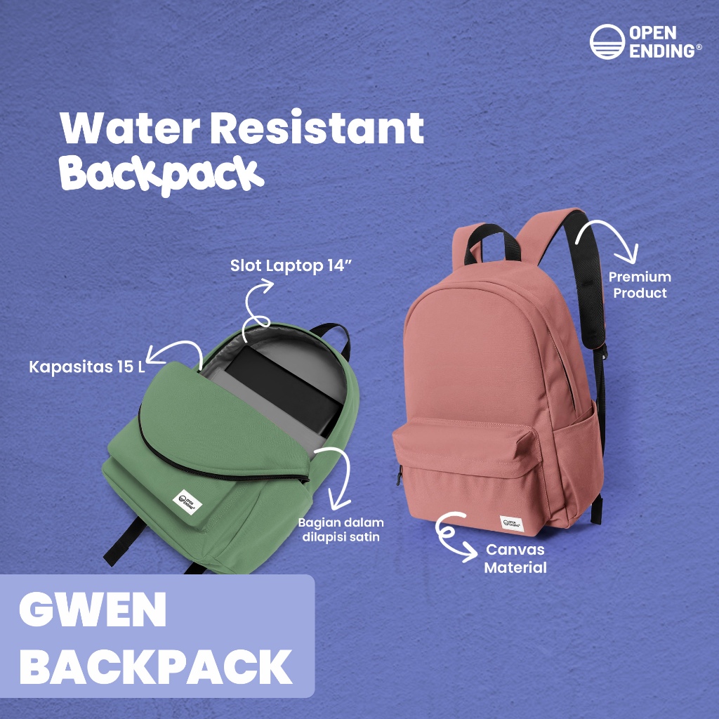 Jual Gwen Backpack Tas Ransel Best Seller Wanita Water Resistant Canvas ...