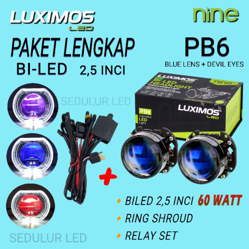 Jual PAKET LENGKAP BILED PROJECTOR LED HEADLIGHT FOGLAMP 2.5 INCI NINE ...
