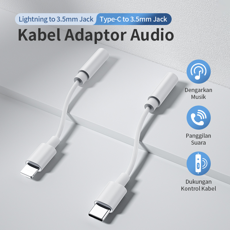 Jual Splitter Converter Lightning / TypeC To Headphone Jack 3.5mm