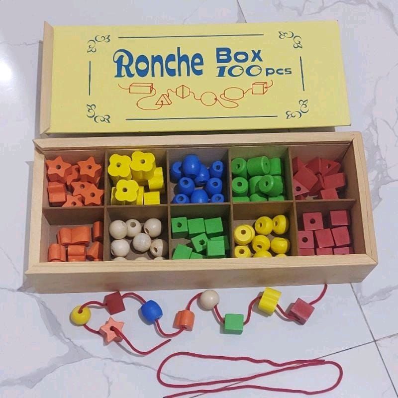 Jual Mainan Edukasi kayu Ronce Geometri Box 100 pcs edukatif anak Balok ...