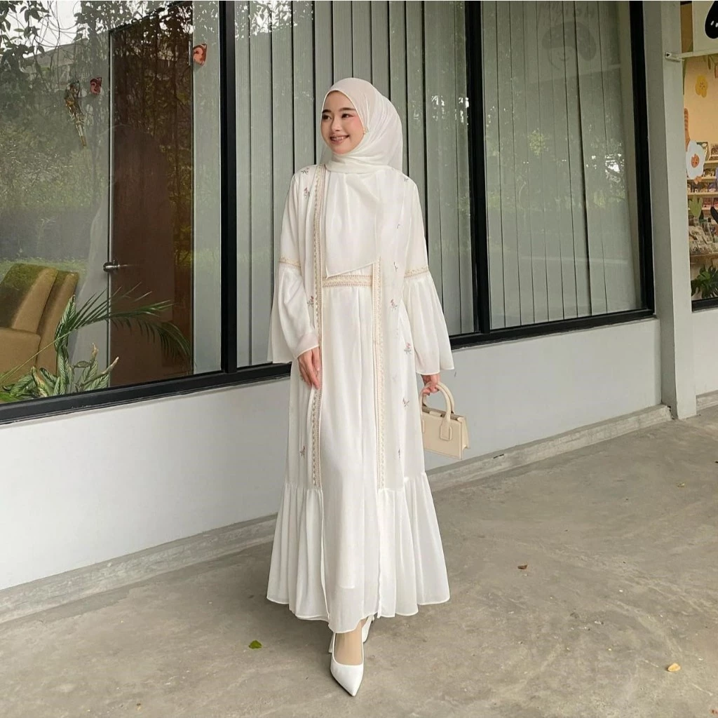 Safwa Abaya Ceruty Babydoll Tampilan Depan