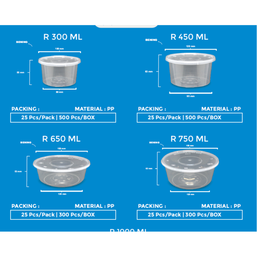 Jual Mangkuk Bulat Datar Plastik Thinwall Round merek KCS Semua Ukuran ...