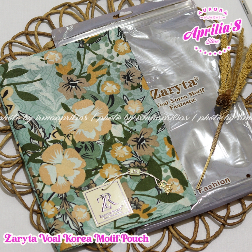 Jual Jilbab Zaryta Voal Motif Pouch Metal Logo Swarovski Hijab Motif