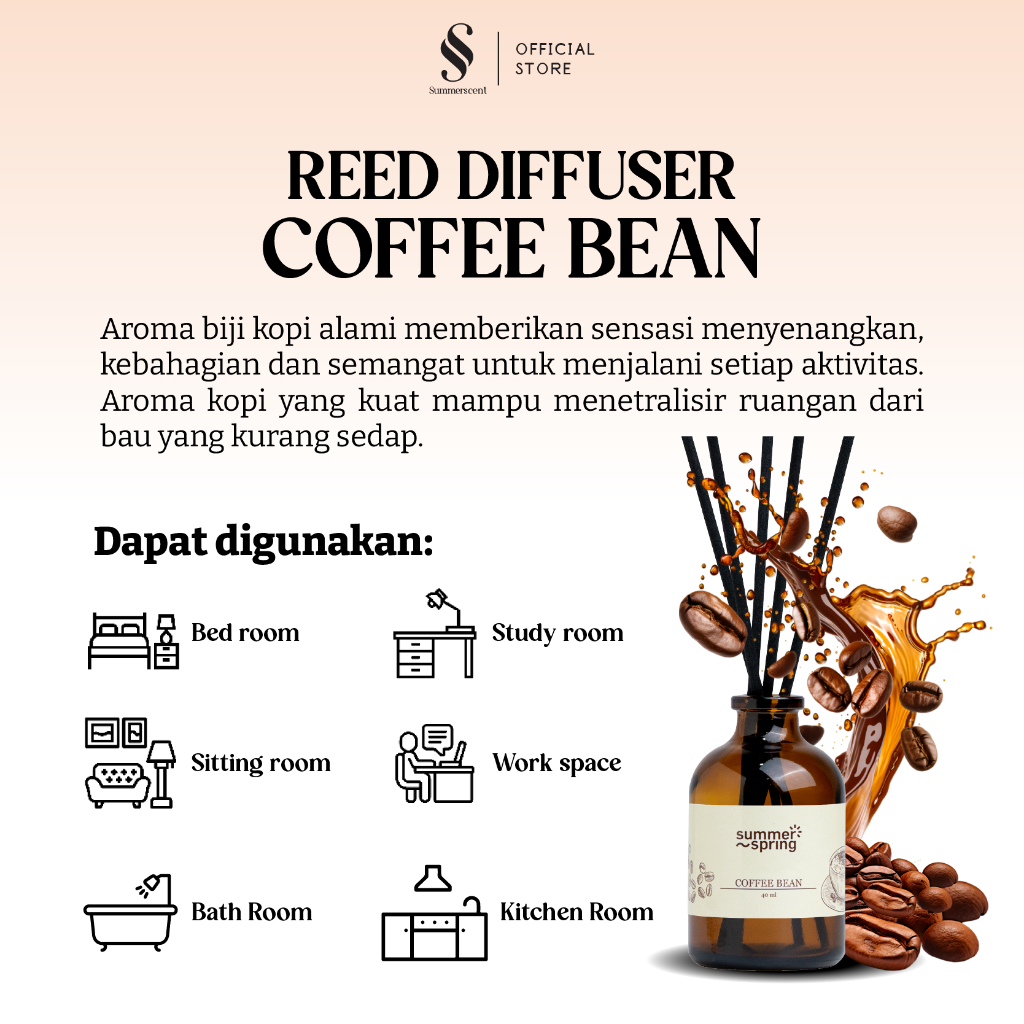 Jual Reed Diffuser Coffe Bean & Vanilla Mist- Summerspring Pengharum 30 ...