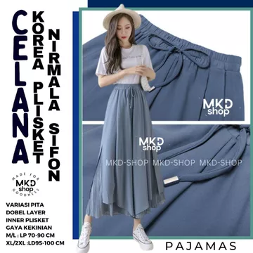 Celana Panjang Sifon Gaya Korea Nirmalla Stice Pants Celana Kulot Dobel Layer Nirmalla MKD SHop