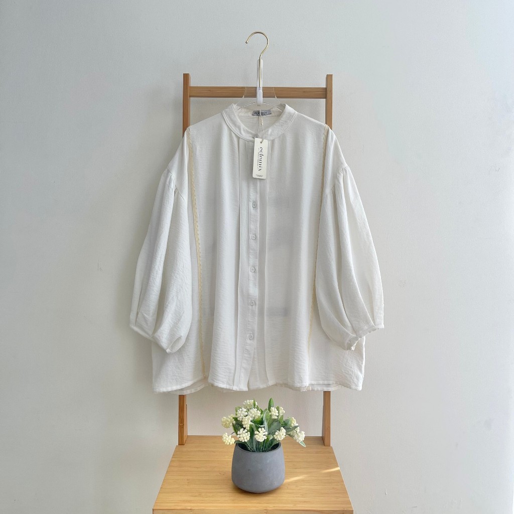 Jual Eclemix Top Ruka | Atasan Wanita Kemeja Basic Polos Kancing Depan ...
