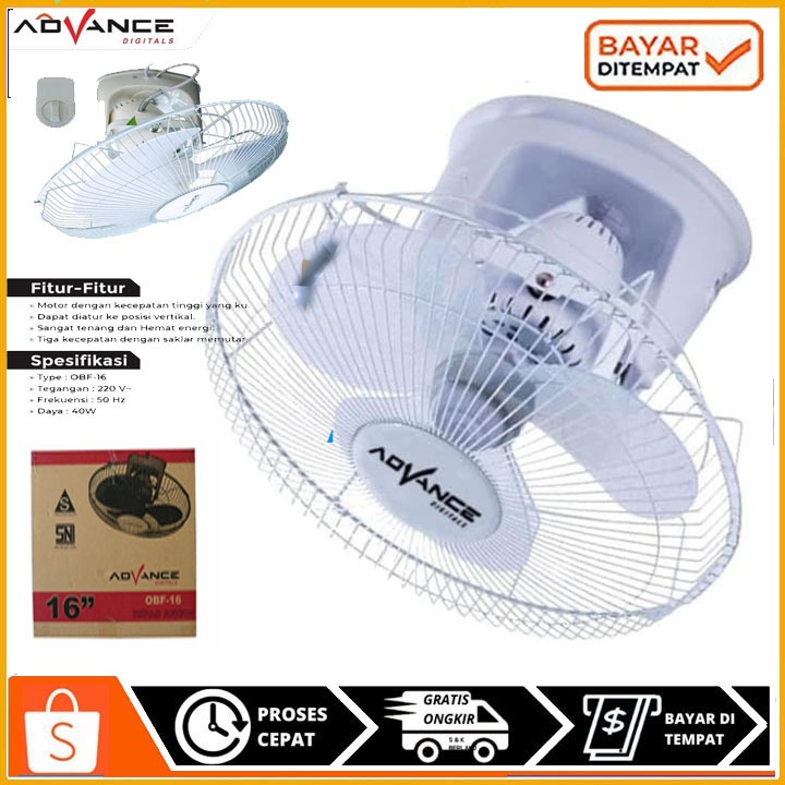 Jual ADVANCE OBF-16 ORBIT FAN 16 INCI / AUTO FAN 16IN / KIPAS ATAP ...