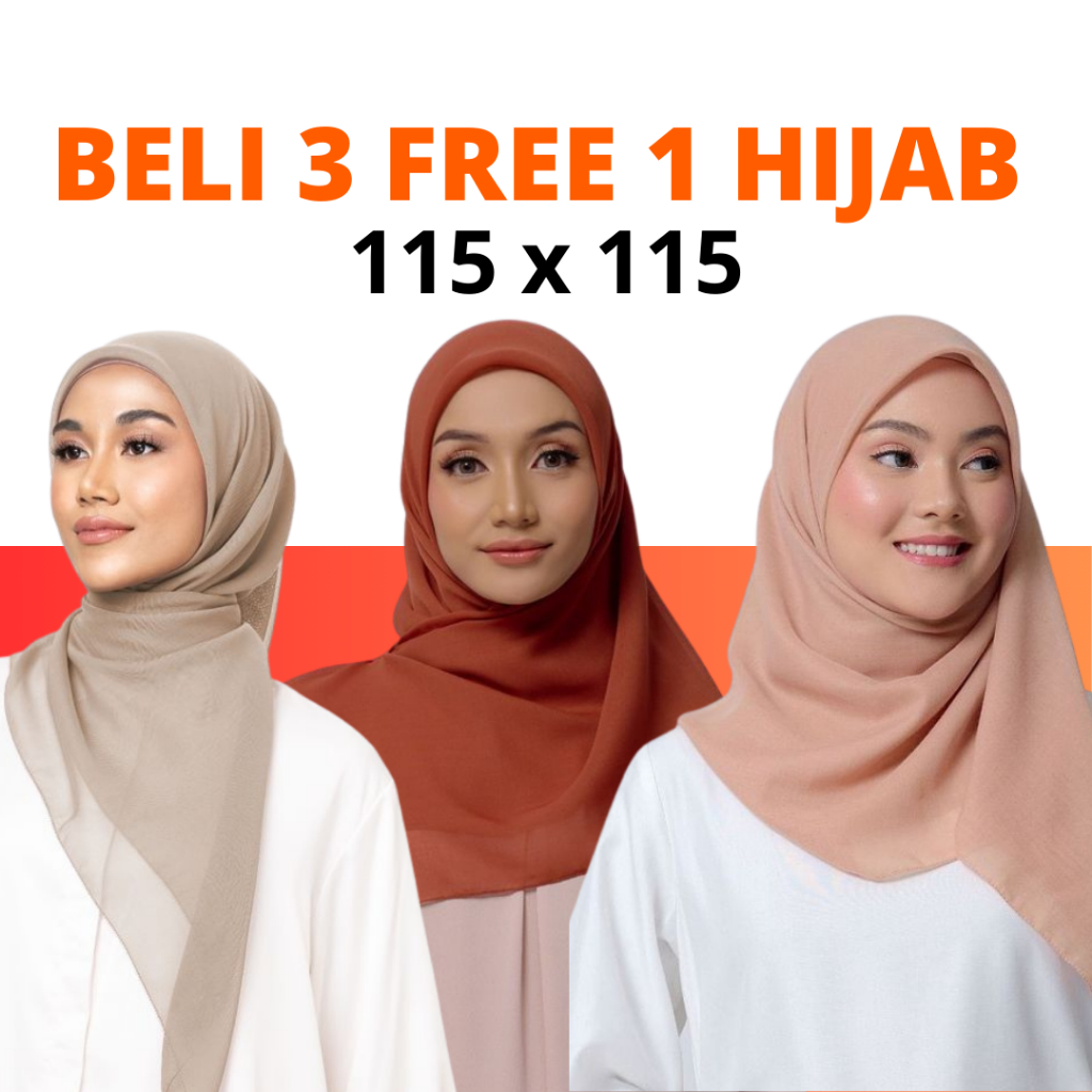 Jual KYLIE Hijab Plain Square Segi empat 115x115 Jahit Tepi Premium 